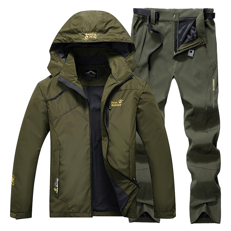 Fishing Pants Waterproof - 防水釣りスーツ通気性耐久性のあるフード付きジャケット釣りウェア屋外釣りパンツウインドブレーカー釣り服男性