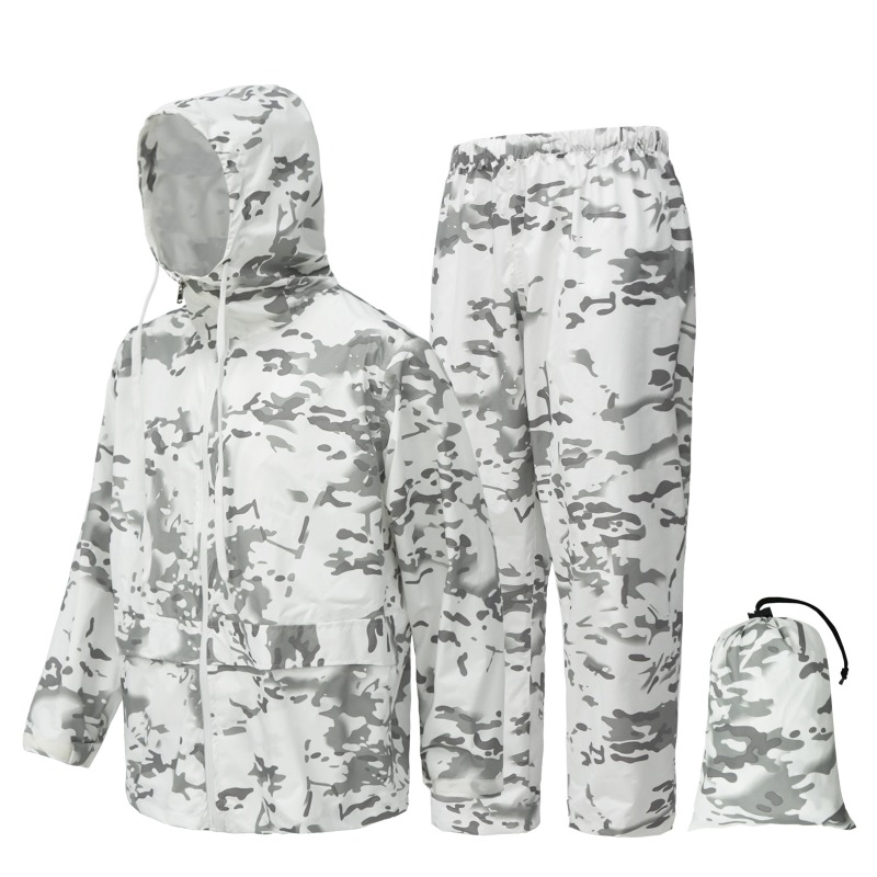 Fishing Rain Suit - アウトドアハンティング用防雨レインコートスーツ、キャンプ、サイクリング、釣り用反射材付き軽量レインコート、レインパンツセット