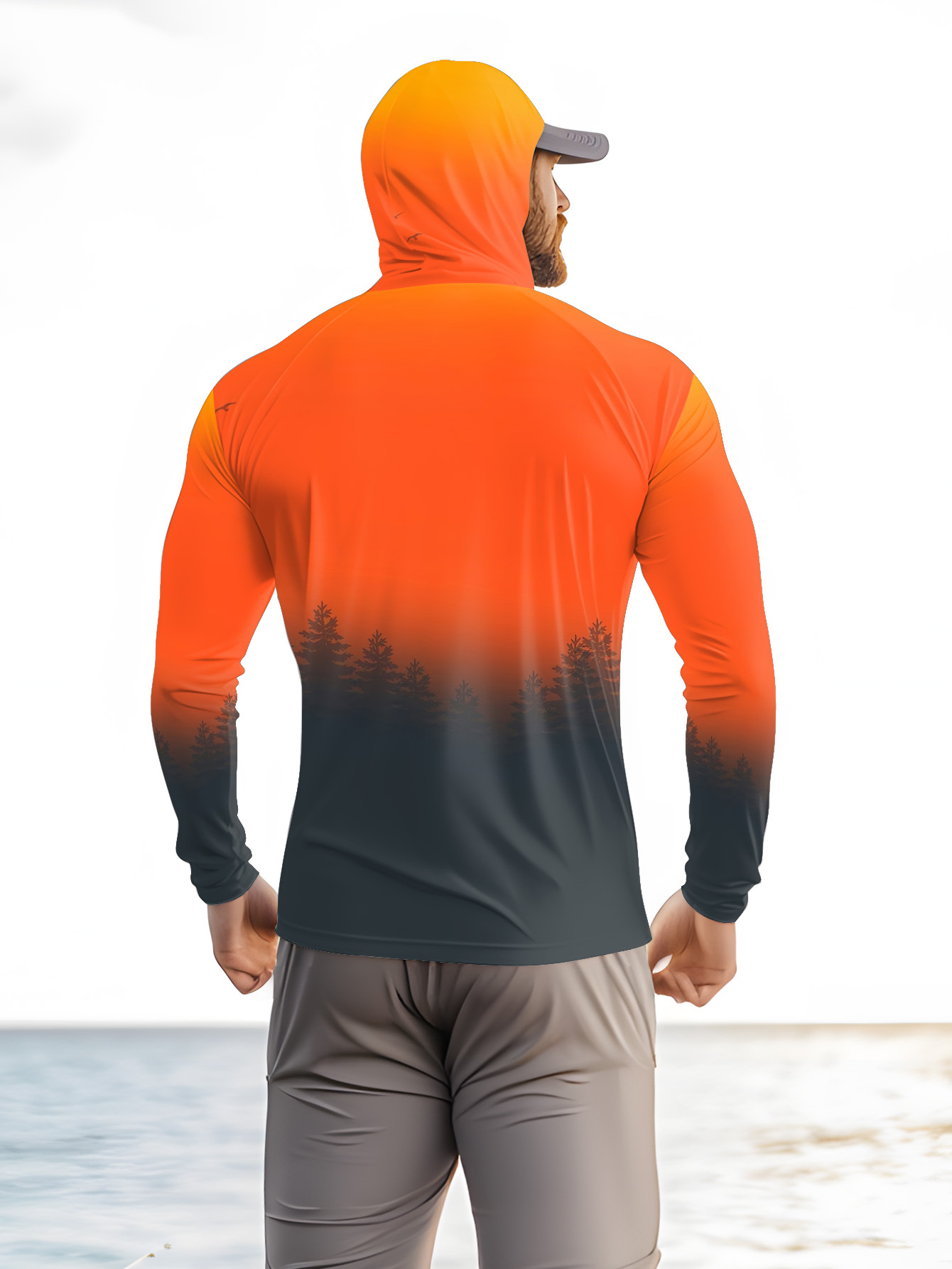 メンズ グラデーションフォレストプリント 日焼け止め フィッ - Fishing Hoodie のレビューと価格