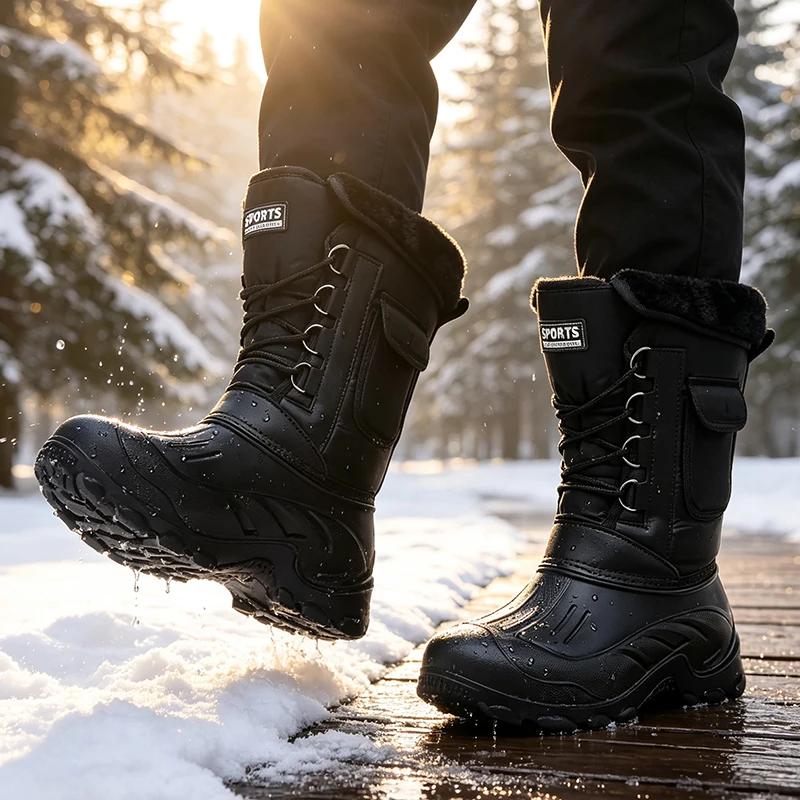 男性冬のスノーブーツ屋外釣り靴雪トレッキングシューズ男性屋外 - Fishing Boots のレビューと価格