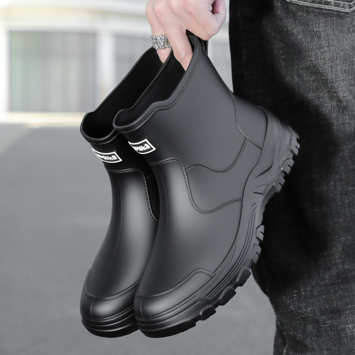 ファッショナブルな新しいスタイルのメンズミッドカーフレインブ - Fishing Boots のレビューと価格